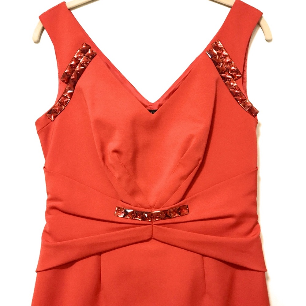 Bight Red Summer Wedding Party Dress w. Stones - Size 8 - Picture 2 of 4